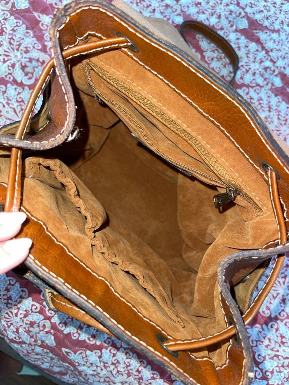 Patricia Nash Burnished Cognac Leather Backpack - Picture 6 of 7